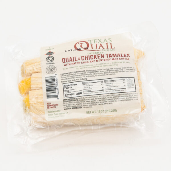 Hatch Chile w_Monterey Jack Cheese Quail Tamales - package