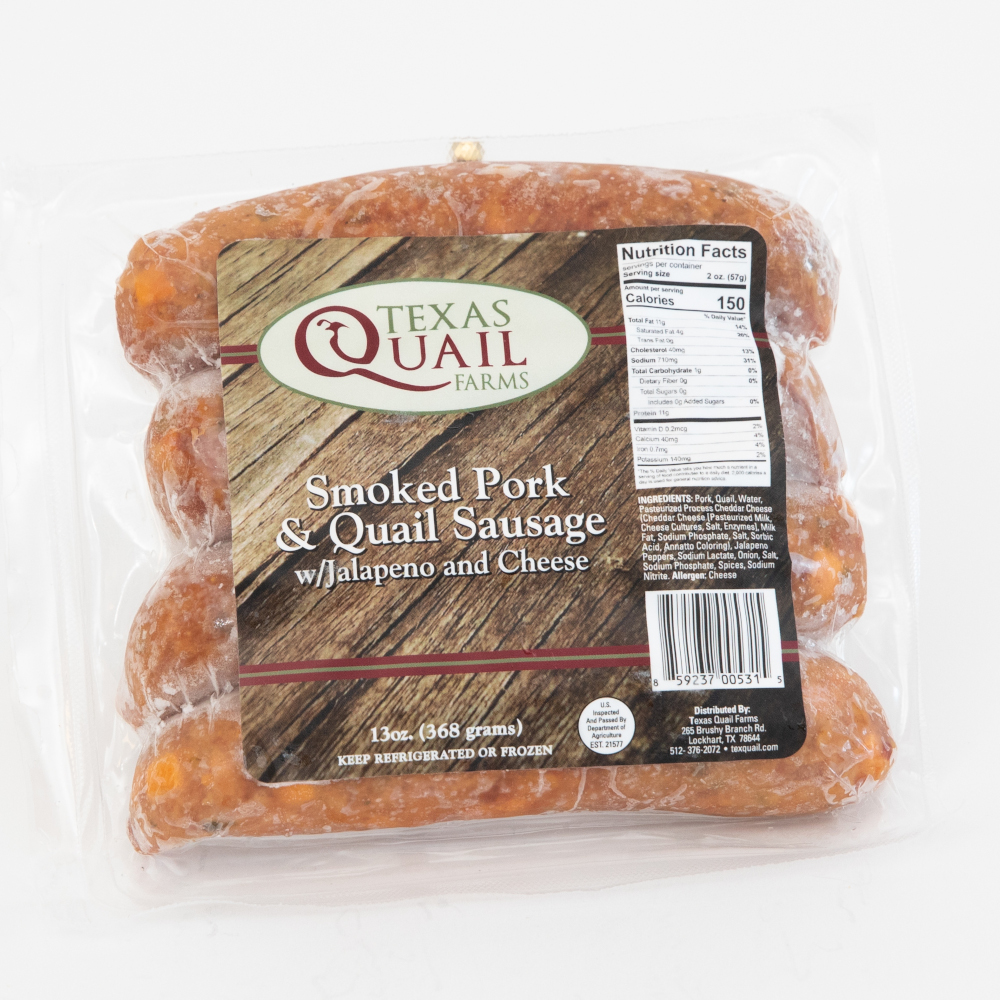 Jalapeno & Cheese Pork & Quail Sausage - package