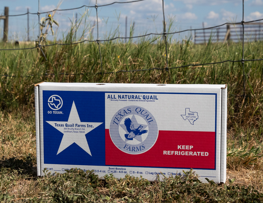 TexQuail product box at farm